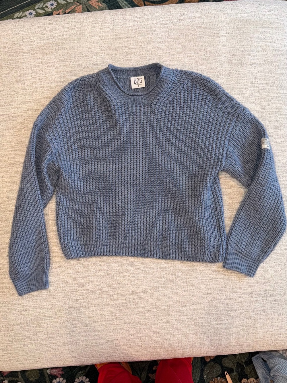 BDG Slate Blue Ribbed Crewneck Sweater